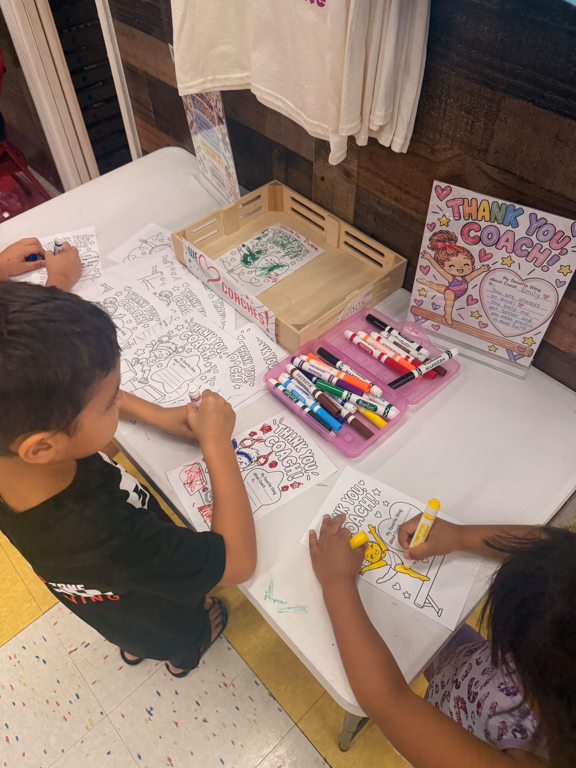 Child’s Thank You Coach coloring sheet for National Coaches Day at Gravity Gymnastics in Miramar