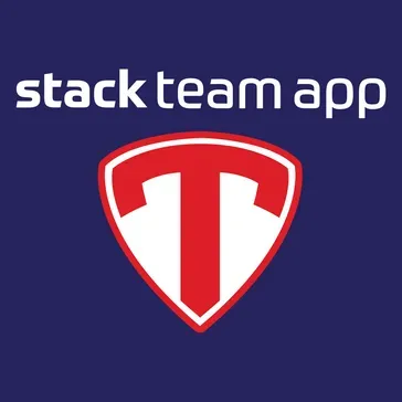 A stack team app logo on a blue background