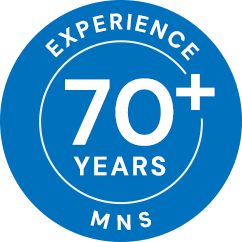 Blue circle badge: