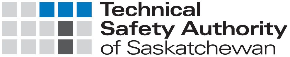 Logo of the Technical Safety Authority of Saskatchewan. Blue and grey square blocks and black text.