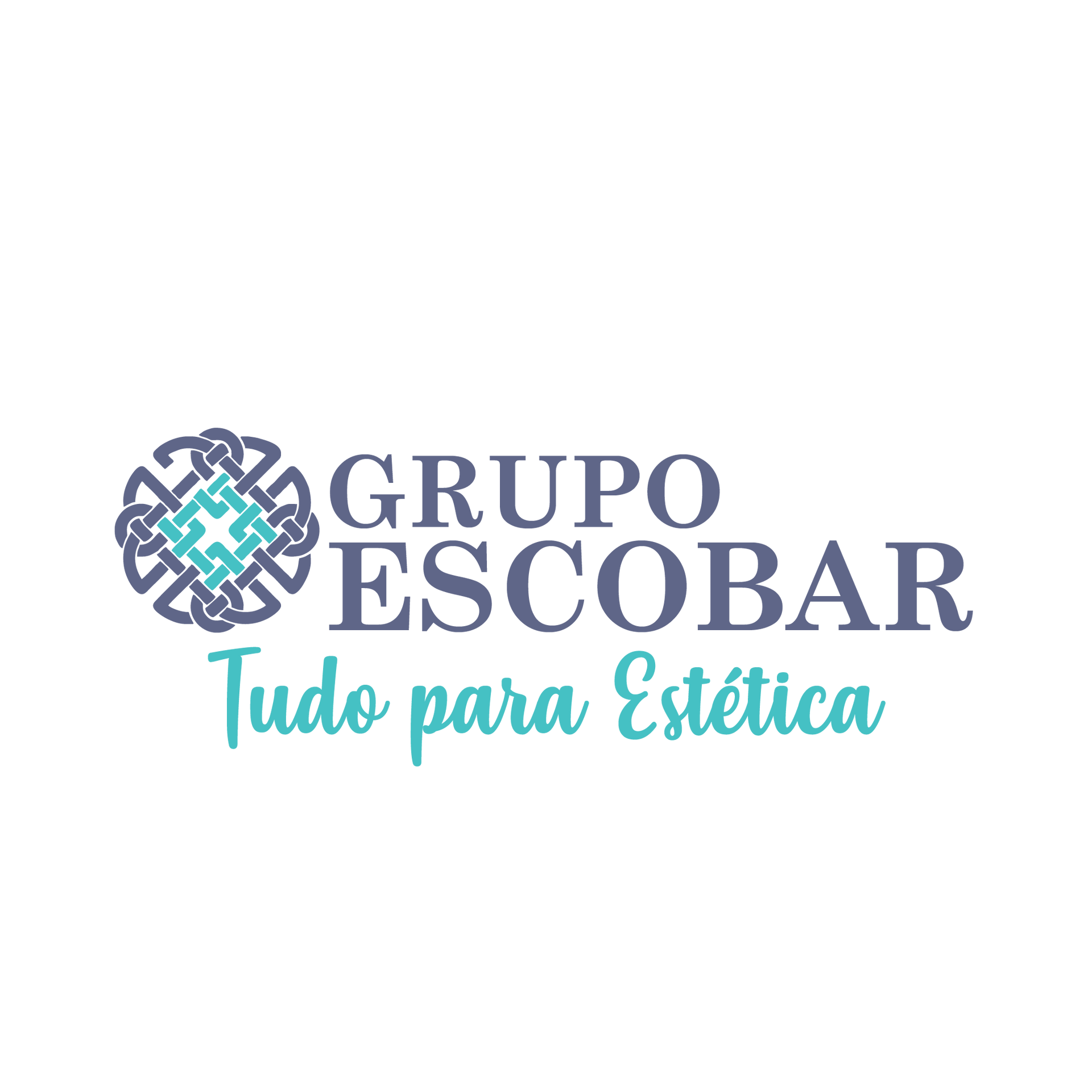 Logo do Grupo Escobar em azul e verde-água, com o texto “Tudo para Estética”.