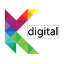 Logotipo K geom&eacute;trico colorido ao lado da palavra &ldquo;digital&rdquo;