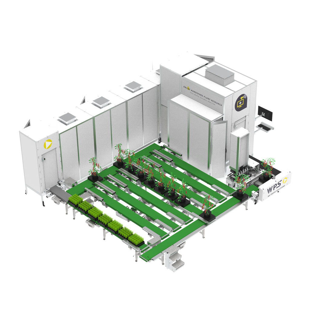 A automated plant phenotyping system with integrated cameras to measure plants automatically.