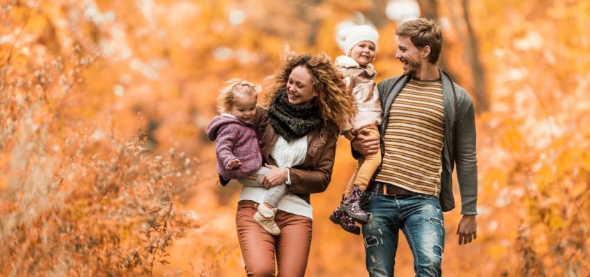 A happy family that feels secure because of having Canadian child benefits.