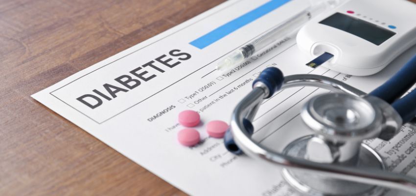 The form showing the results of a laboratory test of a person with diabetes.