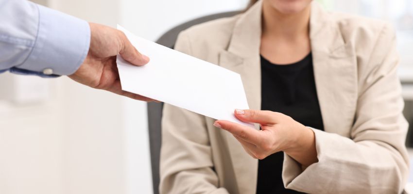 The woman received a letter about her taxes.
