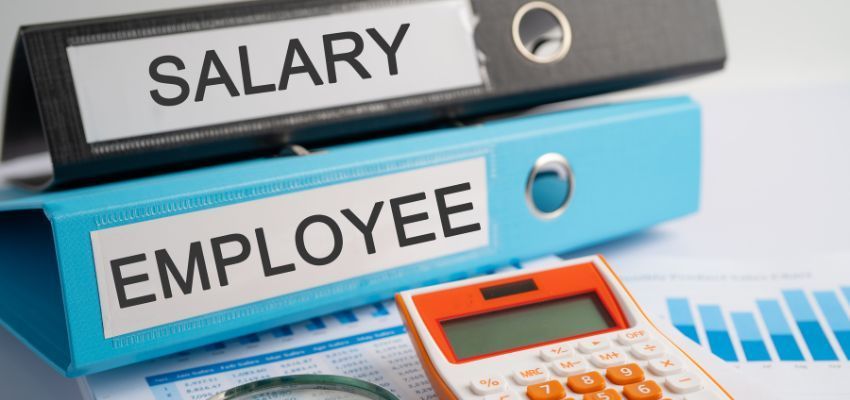 Folders of records of the employees and their salaries.