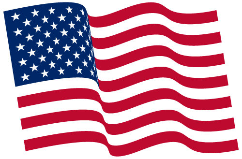 A waving American flag with white stars on a blue field and alternating red and white stripes. A waving American flag with white stars on a blue field and alternating red and white stripes.