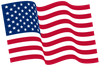 A waving American flag with white stars on a blue field and alternating red and white stripes.