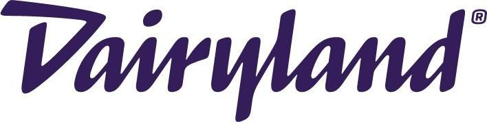 Dairyland logo in purple script on a white background