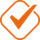 Orange checkmark inside a rounded square outline