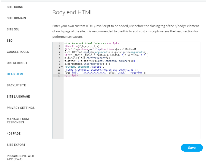 A screen shot of a website that says body end html
