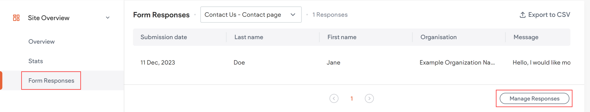 Table showing Last & First Name