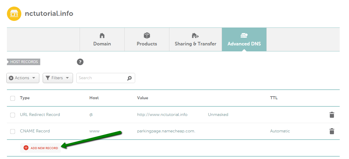 A screenshot of a website with a green arrow pointing to a red circle.
