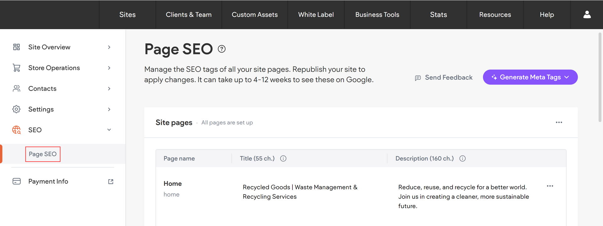 A screenshot of a page seo page on a website.