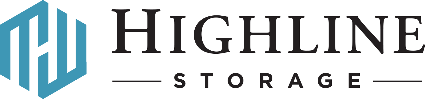 Highline Storage logo with teal monogram and black text on white background
