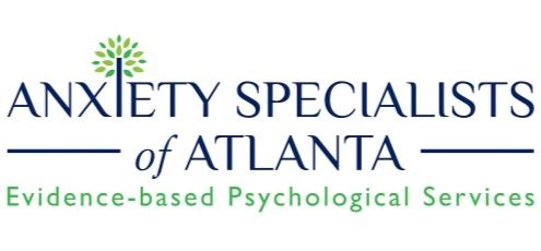 Anxiety Specialists of Atlanta logo with blue and green text and “Evidence-based Psychological Services” tagline