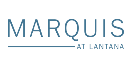 Marquis at Lantana logo in blue text on a white background