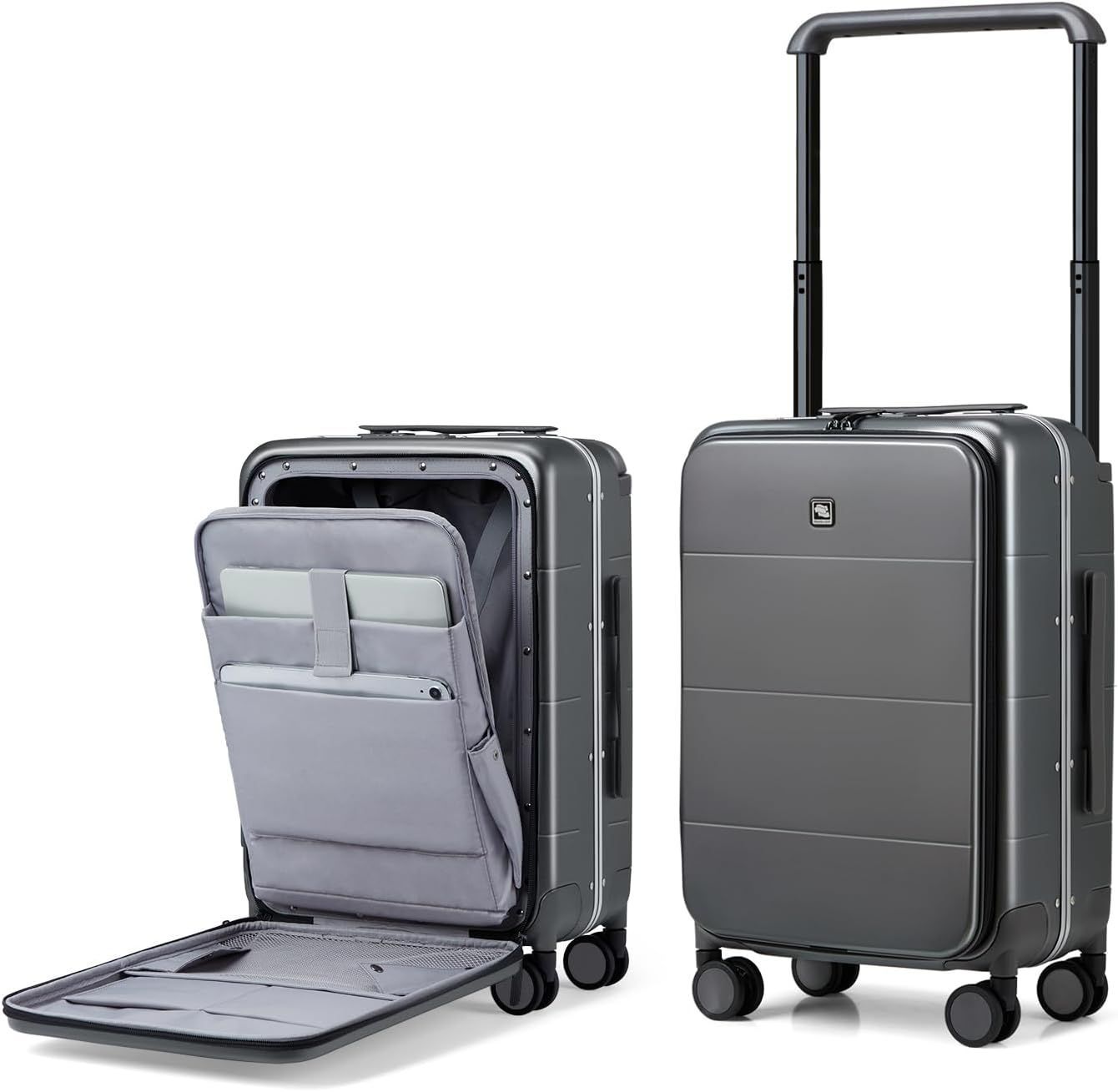 Hanke 20 Inch Carry On Luggage Airline Approved Hard Shell Suitcase with Spinner Wheels TSA Luggage Travel Suitcases Wide Handle for Men Women(Graphite Grey)