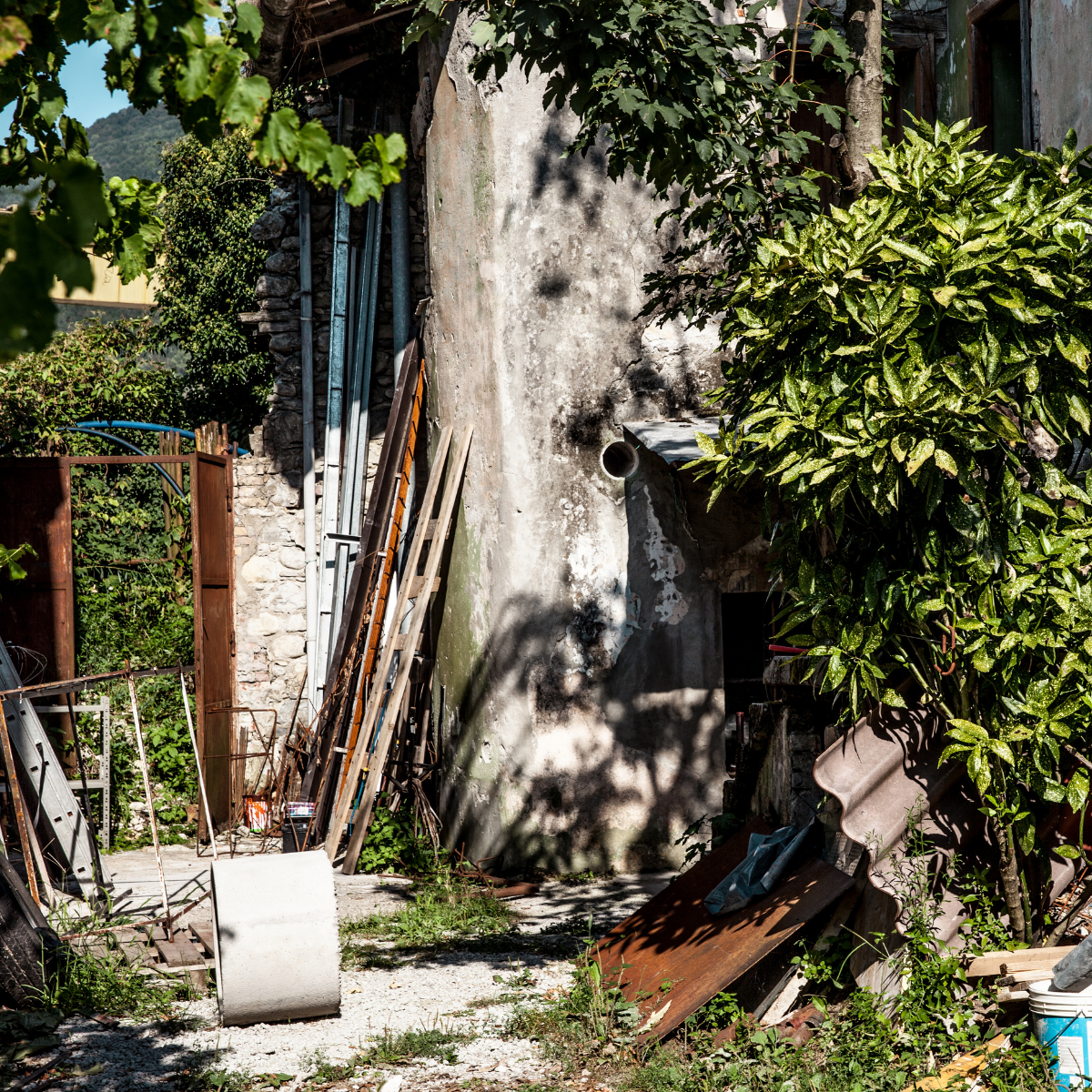 Backyard needs to be cleaned up for safety.