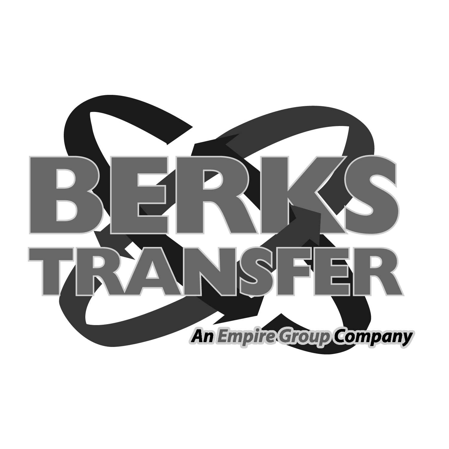 A black and white logo for berks transfer an empire group company