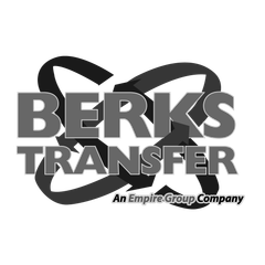 A black and white logo for berks transfer an empire group company
