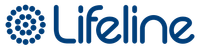 The logo for lifeline is written in blue letters on a white background.