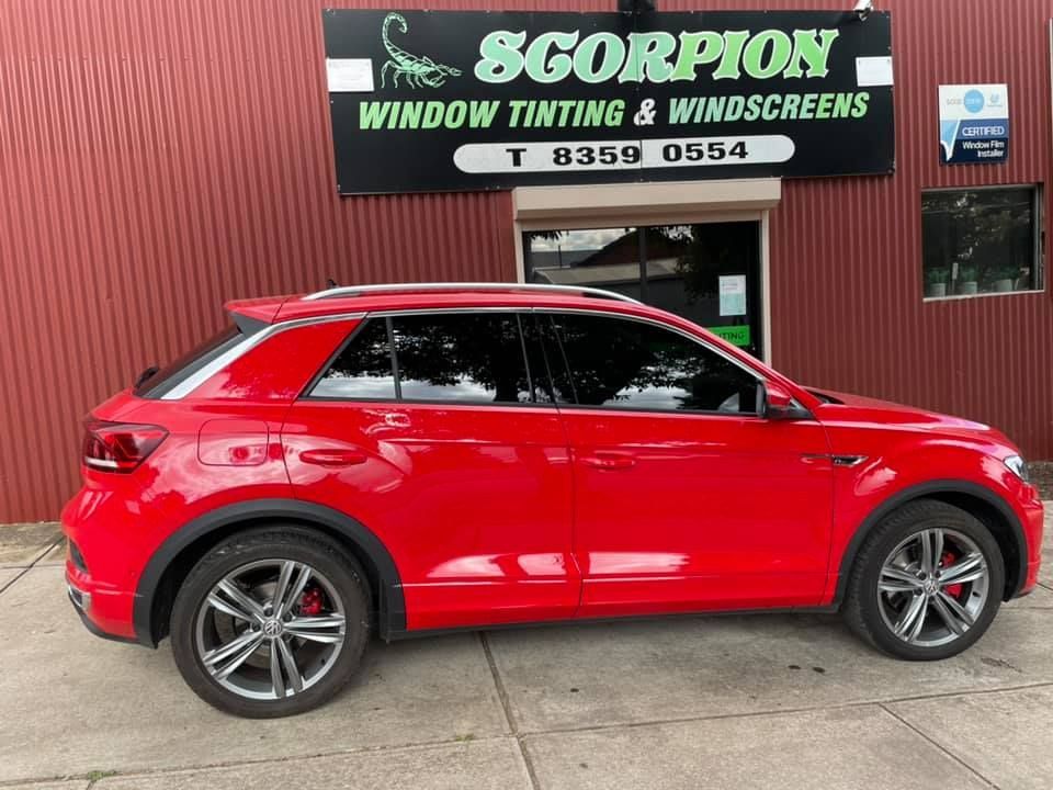 Red Car with Window Tint — Enfield, SA — Scorpion Window Tinting