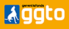 Het logo van GGTO, met een wit silhouet van een hond en de tekst 