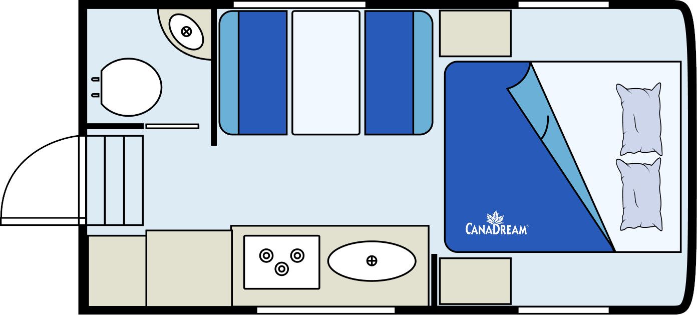 Plattegrond van een Maxi Travel 4x4 Camper