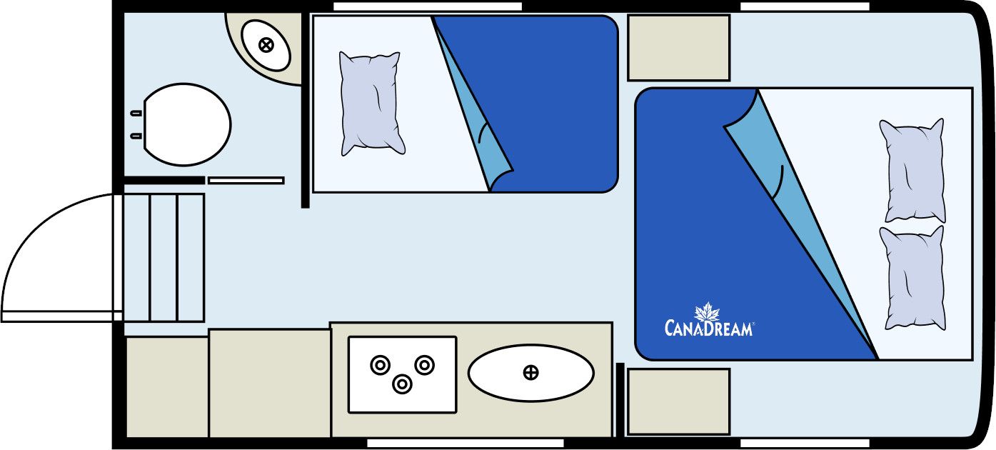 Plattegrond van een Maxi Travel 4x4 Camper