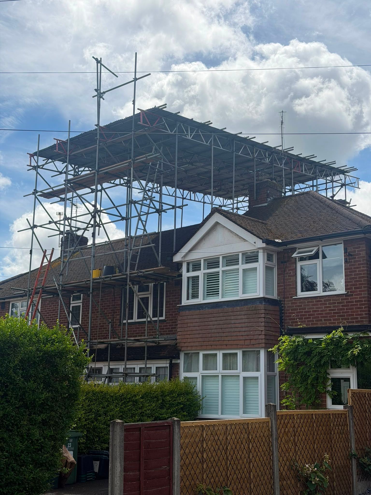 Domestic scaffolding installed on a house in Potters Bar