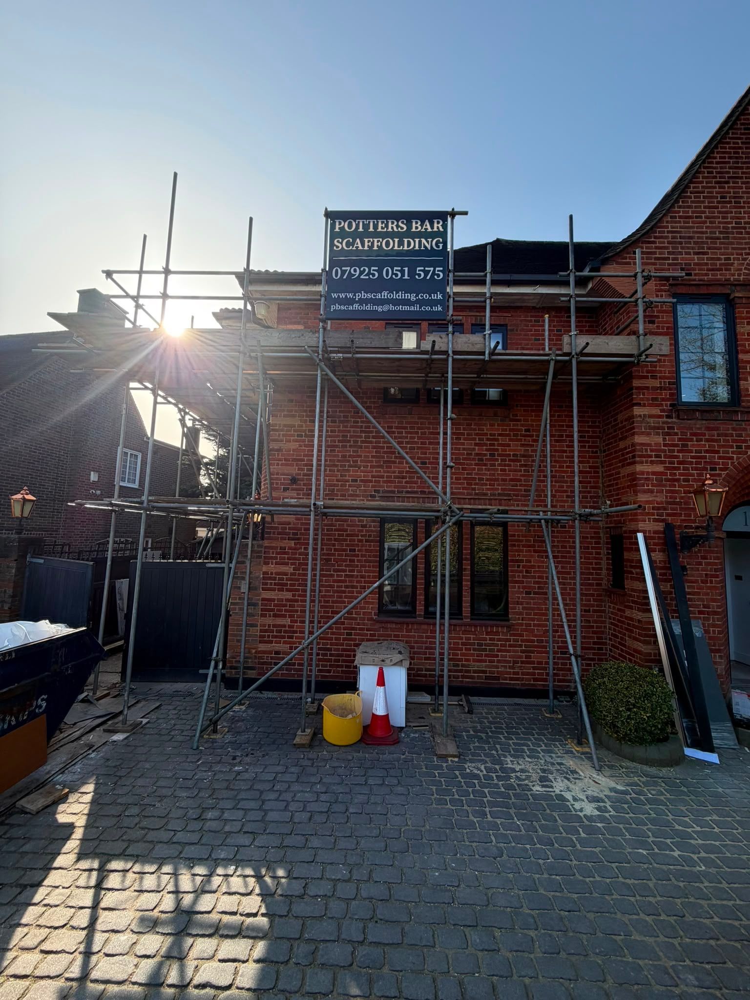 Domestic scaffolding installed on a house in Potters Bar