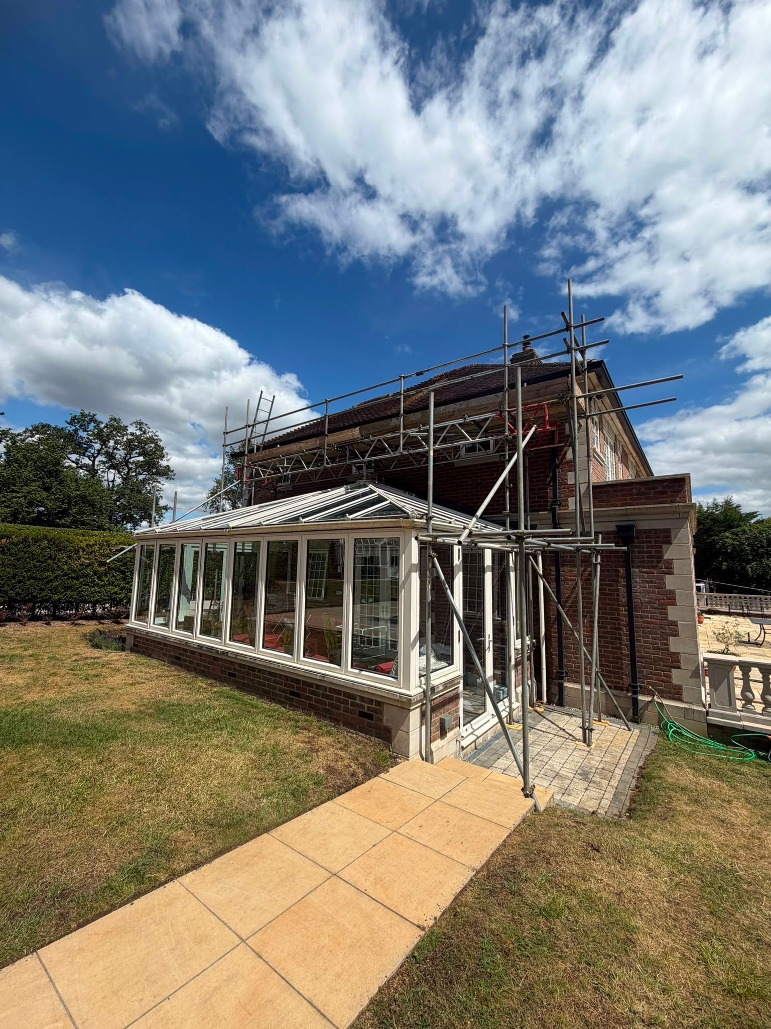 Domestic scaffolding installed on a house in Potters Bar