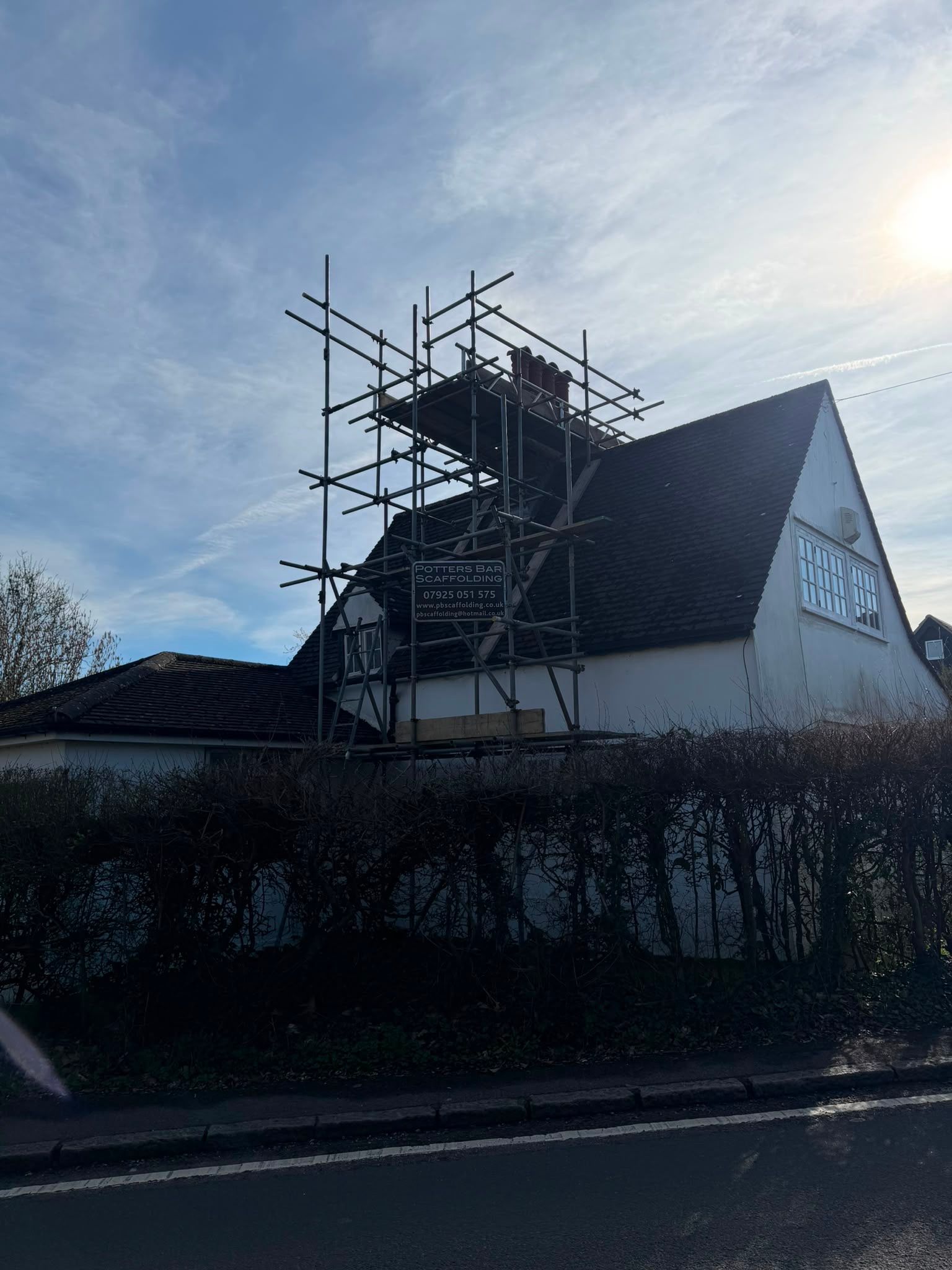 Domestic scaffolding installed on a house in Potters Bar
