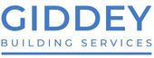 GIDDEY BUILDING SERVICES logo in blue with a horizontal line underneath.