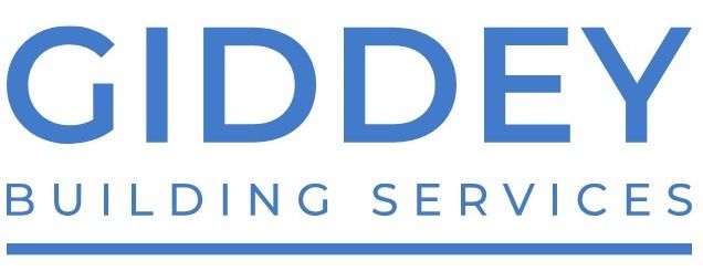 GIDDEY BUILDING SERVICES logo in blue with a horizontal line underneath.