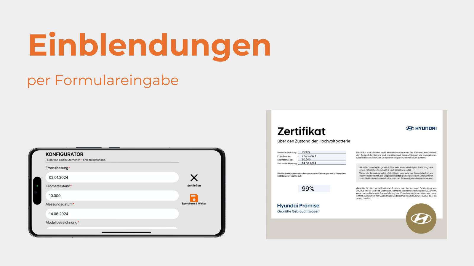 Ein Bild eines Mobiltelefons neben einem Zertifikat.