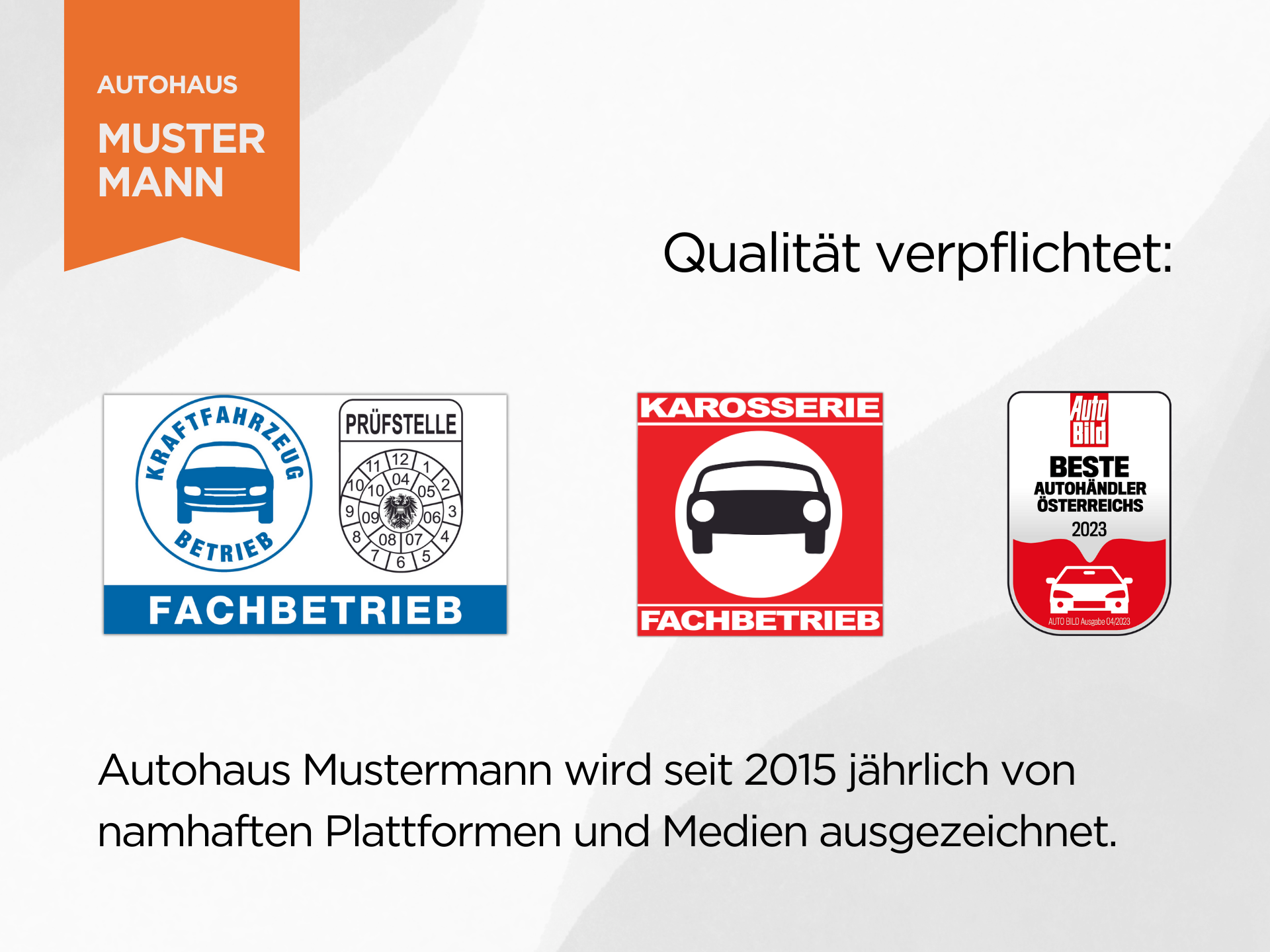 Ein Flyer für Autohaus Mustermann mit einem Autosymbol darauf