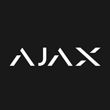 White “AJAX” logo on a black background