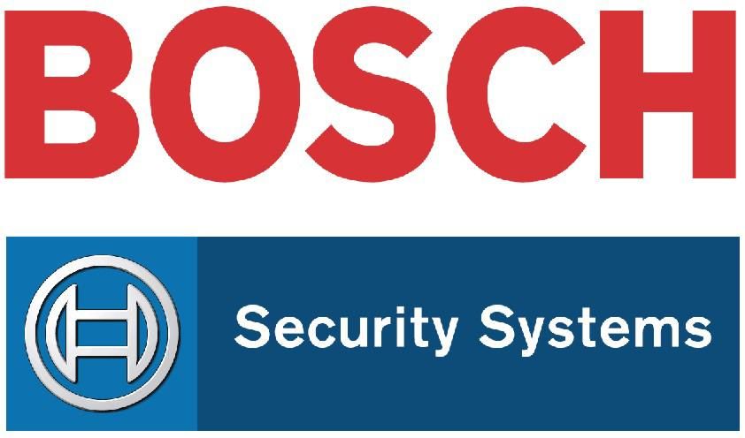 Bosch Security Systems logo in red and blue with circular emblem
