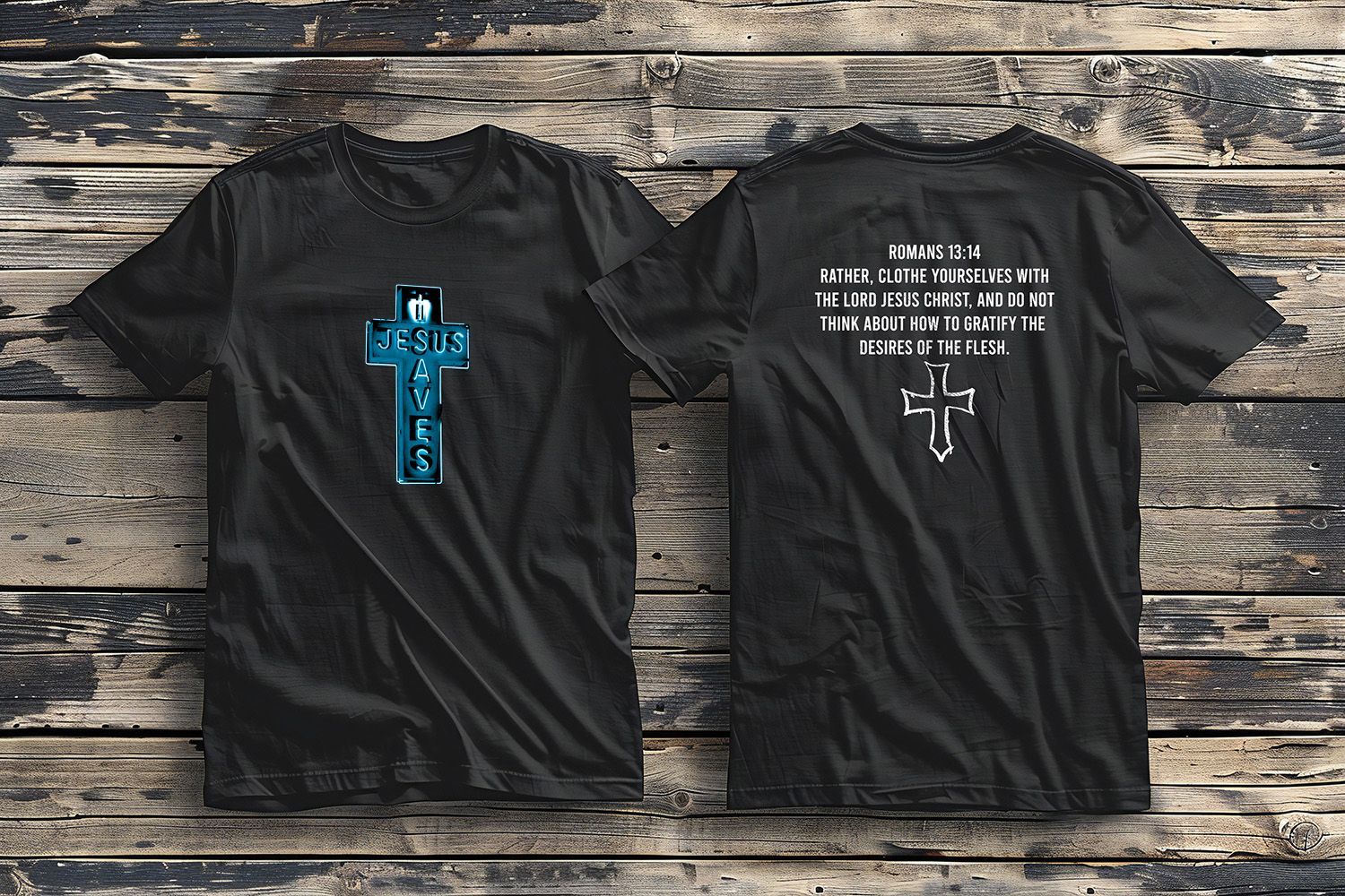 Two black t-shirts displayed front 