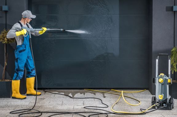 Power washing garage doors