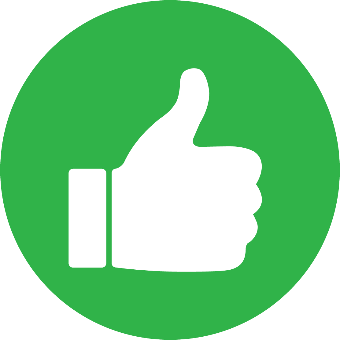 A white thumbs up icon in a green circle.