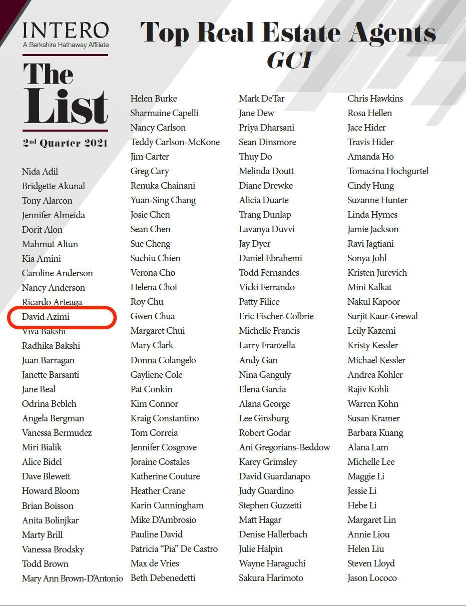 Magazine page listing top real estate agents, with one name circled in red.