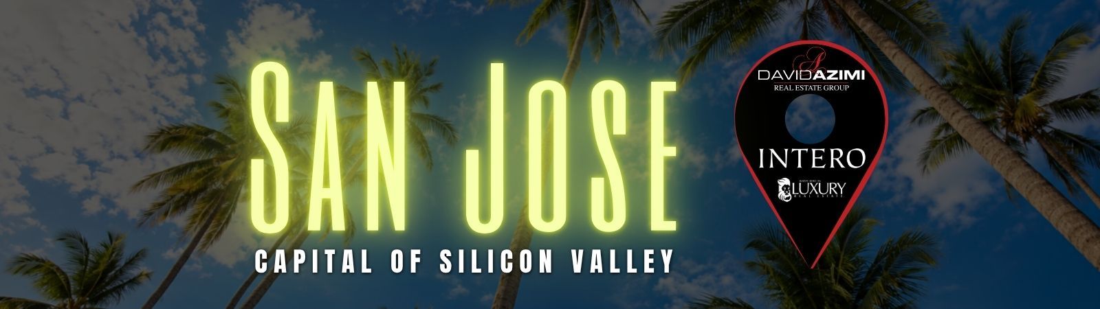 San Jose festival banner with stylized teal background and a map pin logo