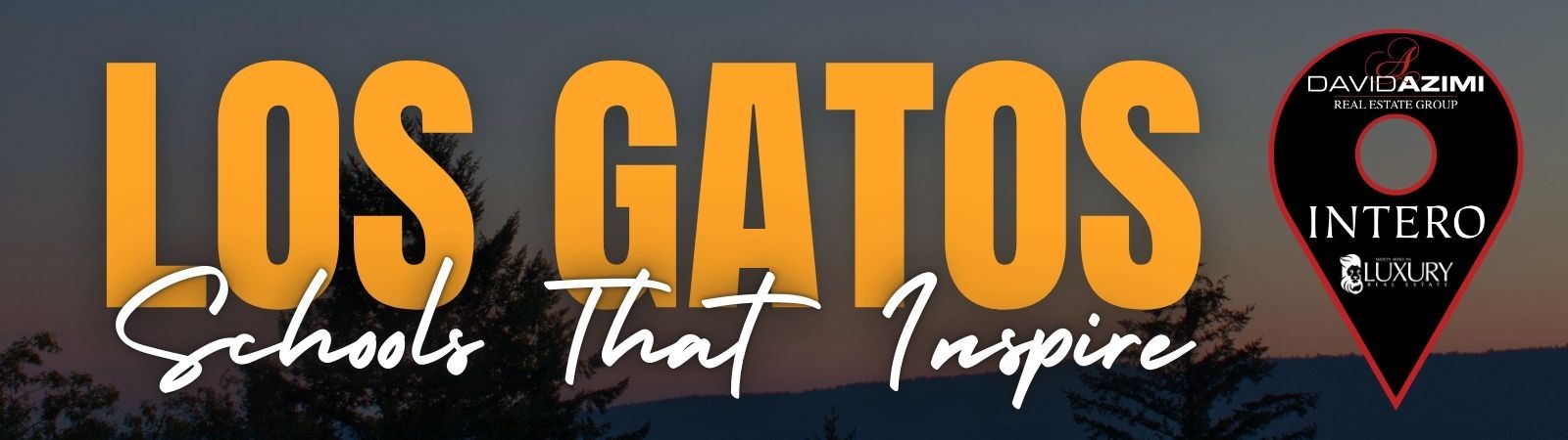 Los Gatos School logo with orange text and script tagline “Schools That Inspire” on a dark background