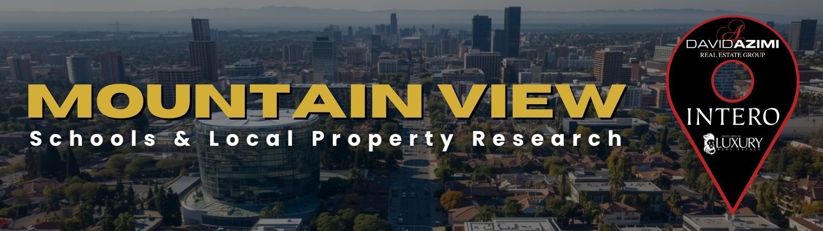 Mountain View banner with city skyline, “How Schools Guide Local Decisions,” and an Interco logo pin