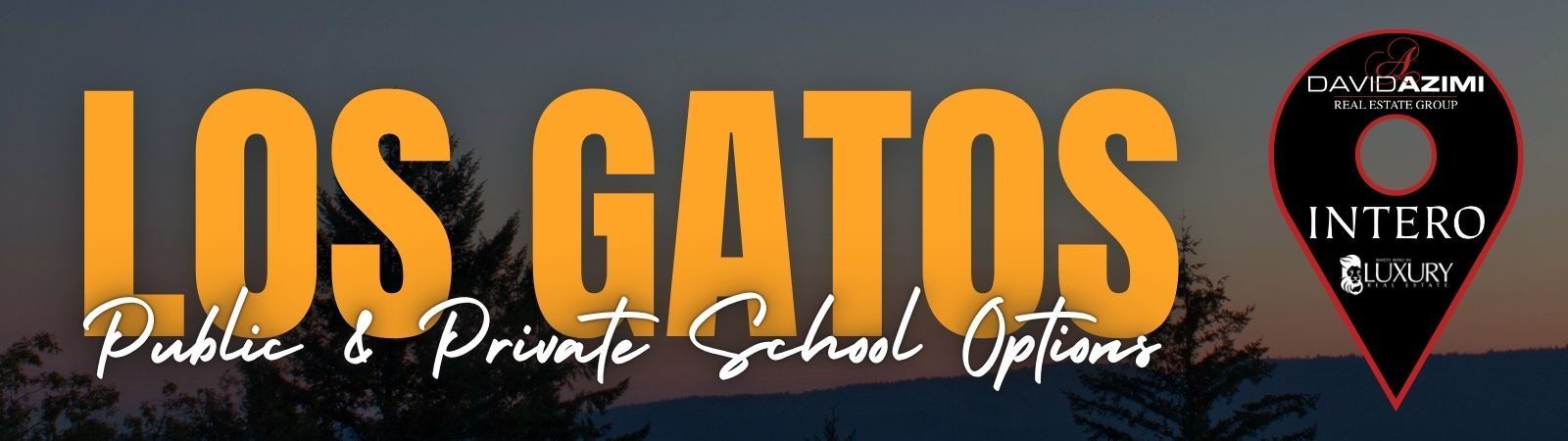 Los Gatos School logo with orange text and script tagline “Schools That Inspire” on a dark background