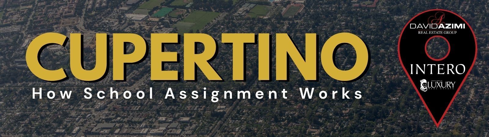 Red “CUPERTINO” text with “Learning Lifts Value” slogan and a small InTEKO emblem on a dark background